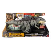 Interaktīva rotaļlieta dinozaurs Mattel Jurassic World Colossal Chomp Giganotosaurus JKG93, 71 cm, pelēka krās.