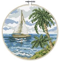 Siuvinėjimo kryželiu rinkinys Diamond Dotz Sailing Awy, mėlyna sp./balta sp./žalia sp.