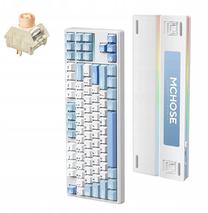 Klaviatūra Mchose MC-K87 Icy Creamsicle, Anglų (US), balta/žydra, belaidė