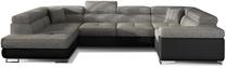 Kampinė sofa Letto Berlin 01, Soft 11, juoda sp./pilka sp., kairinė, 202 x 340 cm x 90 cm