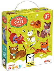 Пазл Bananapanda I Love Cats, 32 см x 66 см, 40 шт., многоцветный