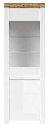 Vitrina Holten S440-REG1D1W-BI/DWO/BIP, ąžuolo sp./balta sp., 68 cm x 42 cm x 203.5 cm