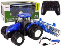 Трактор Lean Toys 13346, 1:24, синий цв./черный цв.