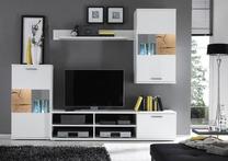 Sekcija Spalt 1, ruda/balta, 230 cm x 38 cm x 196 cm