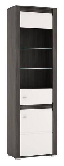 Vitrina Extom Meble Sevilla Typ 01, balta sp./juoda sp., 60 cm x 37 cm x 203 cm