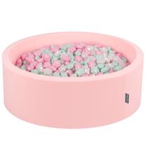 Бассейн с шариками KiddyMoon Round Ball Pit Round 600 Stars, 90 см x 90 см, 600 шт, белый цв./зеленый цв.