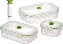 Pārtikas kastes komplekts VacuumSaver Flavia, 0.5 - 1.7 l, 26.8 cm x 19 cm, caurspīdīga krās./zaļa krās., 3 gab.