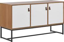 Komoda Beliani Nueva, balta sp./šviesiai ruda sp., 62 cm x 112 cm x 39 cm
