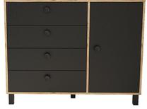 Komoda Kalune Design VL81 238, juoda sp./pušies sp, 93.5 cm x 120.6 cm x 44.5 cm