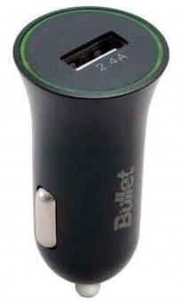 Automobilinis įkroviklis Bullet, USB, juoda sp., 12 W