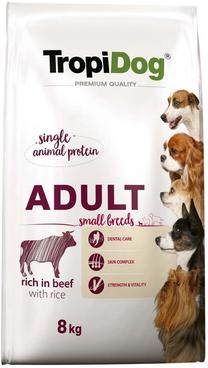 Kuiv koeratoit TropiDog Premium Adult Small Beef, veiseliha/riis, 8 kg