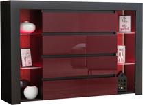 Komoda Pro Meble Milano 4SZ, juoda sp./raudona sp., 104 cm x 35 cm x 140 cm