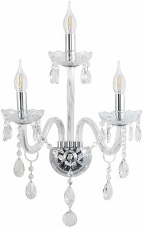 Lampa sienas Candellux Lighting Cristallo 23-30290, E14, 3 x 40 W, caurspīdīga krās. / sudraba krās.