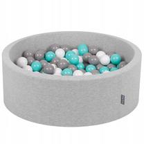 Бассейн с шариками KiddyMoon Foam, 90 см x 90 см, 300 шт, белый цв. серый цв.