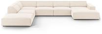 Kampinė sofa Micadoni Home Jodie Panoramic 7 Seats, šviesiai ruda sp., kairinė, 364 x 262 cm x 70 cm