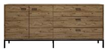 Komoda Kalune Design Riga L2003, ąžuolo sp./juoda sp., 80 cm x 180 cm x 45 cm