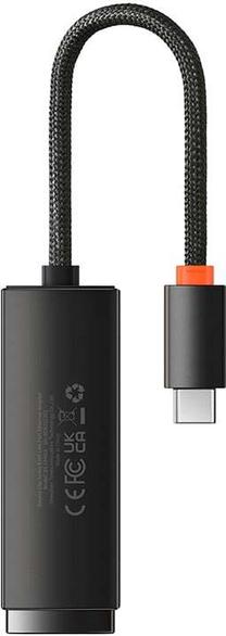 Adapteris Baseus USB-C - RJ-45 USB-C male, RJ-45 female, juoda sp.
