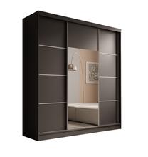 Шкаф ADRK Keri, серебристый цв./черный цв., 200 см x 61 см x 215 см, с зеркалом