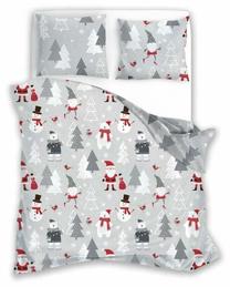 Kalėdinis patalynės užvalkalų komplektas PEM-60, raudonas/pilkas, 160 x 200 cm