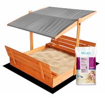 Smėlio dėžė su smėliu 4IQ Sanbox With Roof PS140PILKA300, 140 x 140 cm, su dangčiu, ruda sp./pilka sp., 440 kg