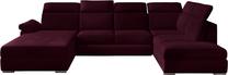 Kampinė sofa Evanell Mat Velvet 68, tamsiai violetinė sp., dešininė, 216 x 330 cm x 102 cm
