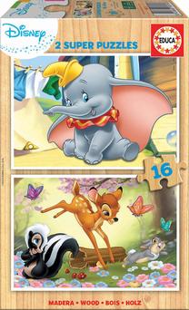 Medinė 3D dėlionė Educa Disney Animals 18079, 18 cm x 26 cm, 32 vnt.