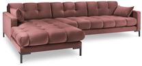 Kampinė sofa Micadoni Home Mamaia Velvet, rožinė sp., kairinė, 293 x 185 cm x 75 cm