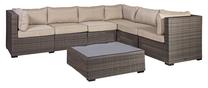 Āra mēbeļu komplekts Home4you Sevilla New Modular Sofa, bēša krās./tumši brūna krās., 6 sēdvietas