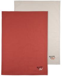 Virtuves dvieļu komplekts Lovely Duo CUB761231-T, sarkana krās./bēša krās., 70 cm x 50 cm, 2 gab.