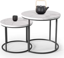 Žurnalinis staliukas Oreo, balta sp./juoda sp., 53 cm x 53 cm x 45 cm