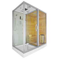 Dušo kabina su sauna Amue Trio AMO-1752W RIGHT, masažinė, stačiakampė, 180 cm x 110 cm x 223 cm, balta sp./grūdintas