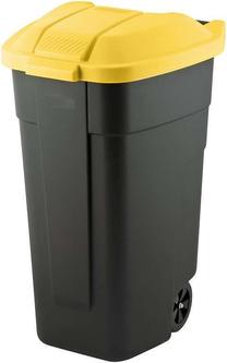 Šiukšliadėžė Curver 214128, juoda sp./geltona sp., 110 l, 88 cm x 52 cm
