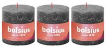 Žvakė, cilindrinė Bolsius Shine Stormy Grey, 62 h, 3 vnt., pilka sp.