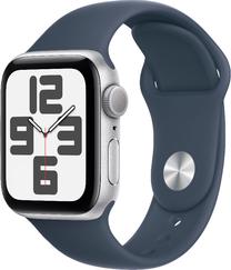 Nutikell Apple Watch SE GPS 40mm Silver Aluminium Case with Storm Blue Sport Band - S/M, hõbe v.