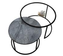 Kavos staliukų komplektas Kalune Design Kyoto, antracito sp./juoda sp./skaidri sp., 57 - 72 cm, 2 vnt.