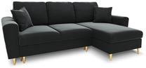 Kampinė sofa - lova Micadoni Home Moghan Velvet 4 Seats, grafito sp., 241 x 145 cm x 88 cm