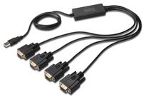 Vads Digitus DA-70159 RS-232 x 4, USB 2.0, 1.5 m, melna krās.