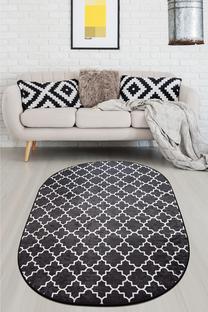 Ковер Conceptum Hypnose Kupa Oval - Black Djt, белый цв./черный цв., 180 см x 120 см