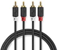 Кабель Nedis CABW24200AT100 2 x RCA Male, 2 x RCA Male, 10 м, черный цв.
