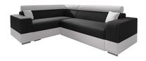 Kampinė sofa Idzczak Meble Infinity Mini M04609, balta sp./juoda sp., 256 x 186 cm x 93 cm