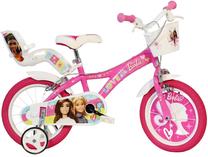 Vaikiškas dviratukas su papildomais ratukais, vaikų Dino Bikes Barbie, rožinė sp./įvairių spalvų, 14"