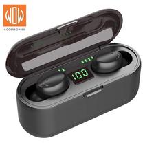 WoW F9 Sport & Leisure Super Fit TWS Bluetooth 5.1 stereo ausinės su HD mikrofono LED įkrovimu USB Powerbank Black