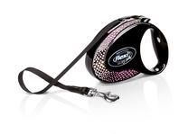 Automātiskā pavada Flexi Glam 3588, melna krās./rozā krās., S