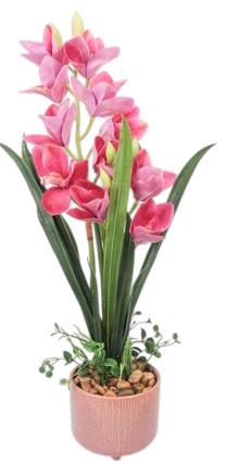 Dirbtinis augalas vazone, orchidėja Home4you Garden Queen, žalia sp./rožinė sp., 70 cm x 16 cm