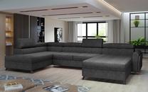 Kampinė sofa Josette Dora 96, tamsiai pilka sp., kairinė, 200 x 370 cm x 98 cm