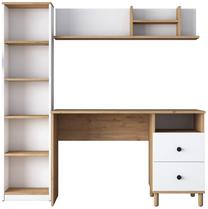Rašomasis stalas su lentyna Kalune Design HA115 893RAN3336, 120 cm x 50 cm, 73.8 cm, balta sp./riešuto sp.