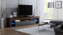 ТВ стол Pro Meble Milano 200, серый цв./ореховый цв., 200 см x 35 см x 45 см