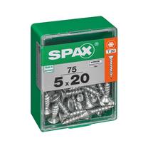 Koka skrūve, universāls Spax T20, 5 x 20 mm, balta krās., 75 gab.