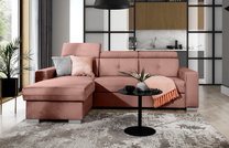 Kampinė sofa Fresia Nube 24, rožinė sp./pilka sp., kairinė, 176 x 247 cm x 104 cm