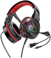 Vadu spēļu austiņas Hoco Drift Gaming W104, sarkana krās.